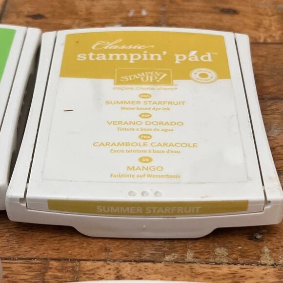 Retired Classic Stampin’ Up Ink Pad Set of 4 Green & Yellow Water-Based Dye Ink - Picture 3 of 5